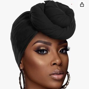 NWT 79”x32” Black ACRABROS Stretch Jersey Turban Head Wrap